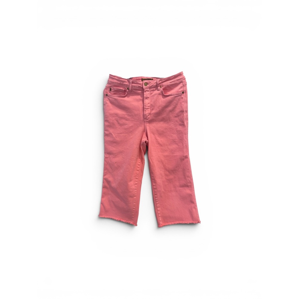 Judy Blue Coral Pink Garment Dyed Raw Hem Cropped Wide Leg Jeans 13/31 JB88822C